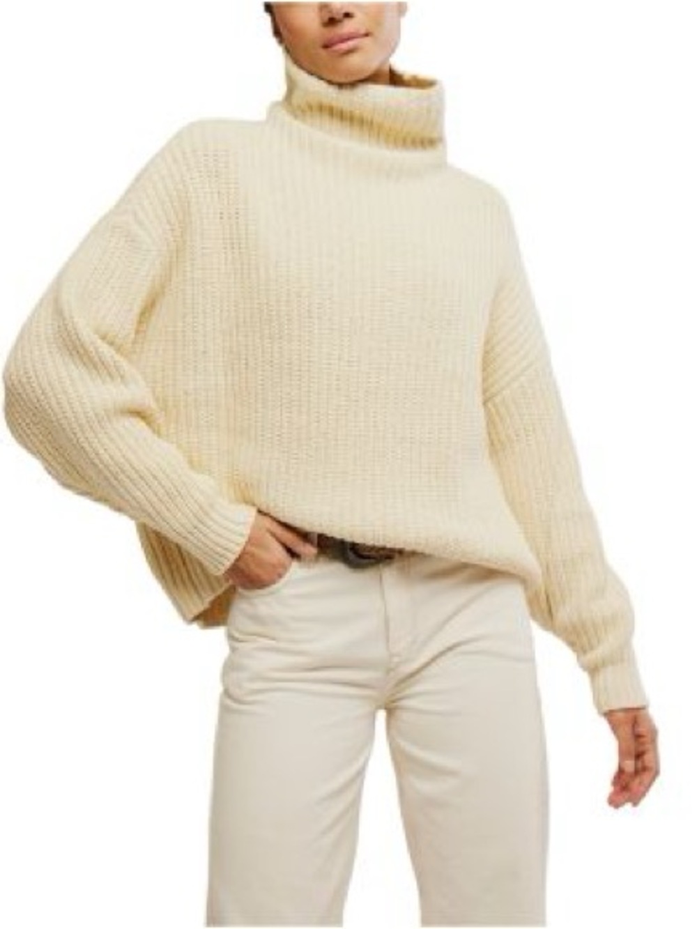 Free People Swim Too Deep Turtleneck Sweater in Birch